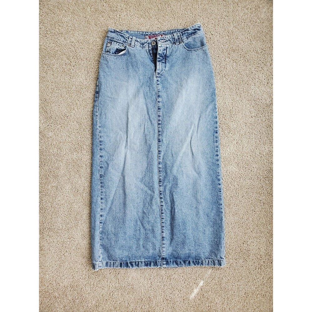 Y2k Silver Jeans full length denim skirt